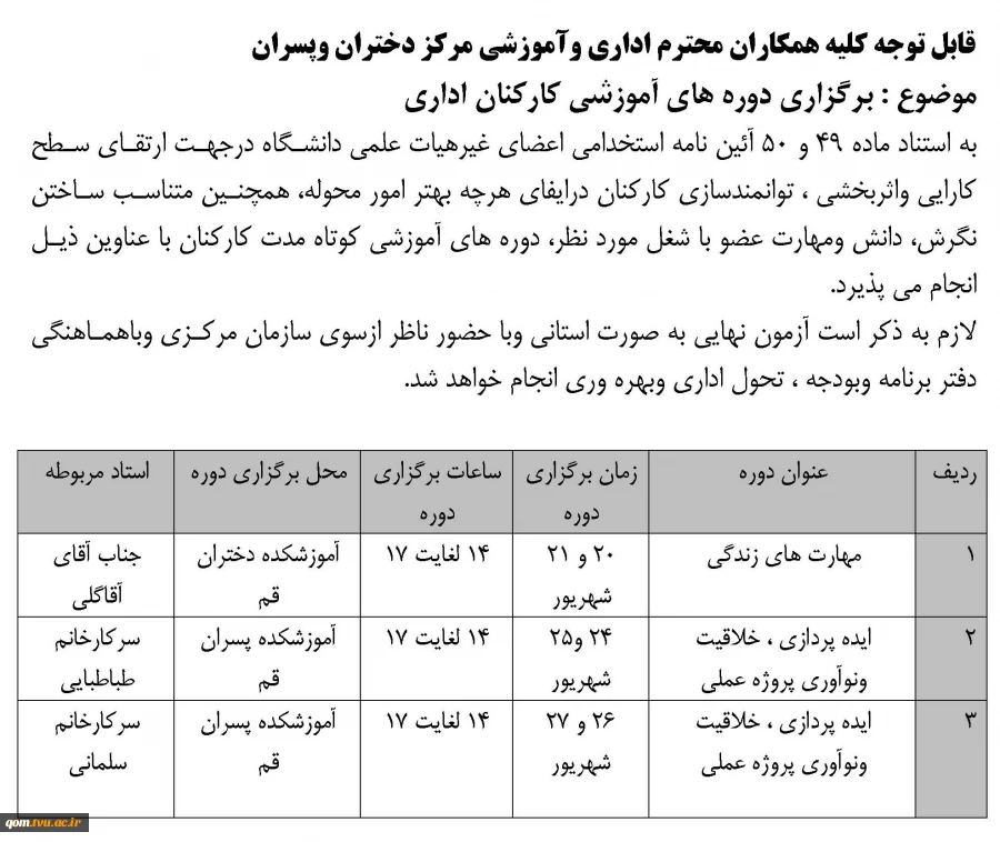 آموزش ضمن خدمت کارکنان