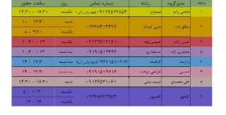 ساعات حضور مدیرگروه ها در آموزشکده