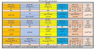 زمانبندی انتخاب واحد ترم بهمن 99-98 2