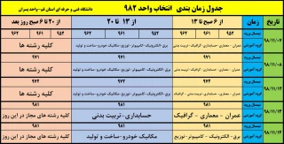 انتخاب واحد نیمسال بهمن 98