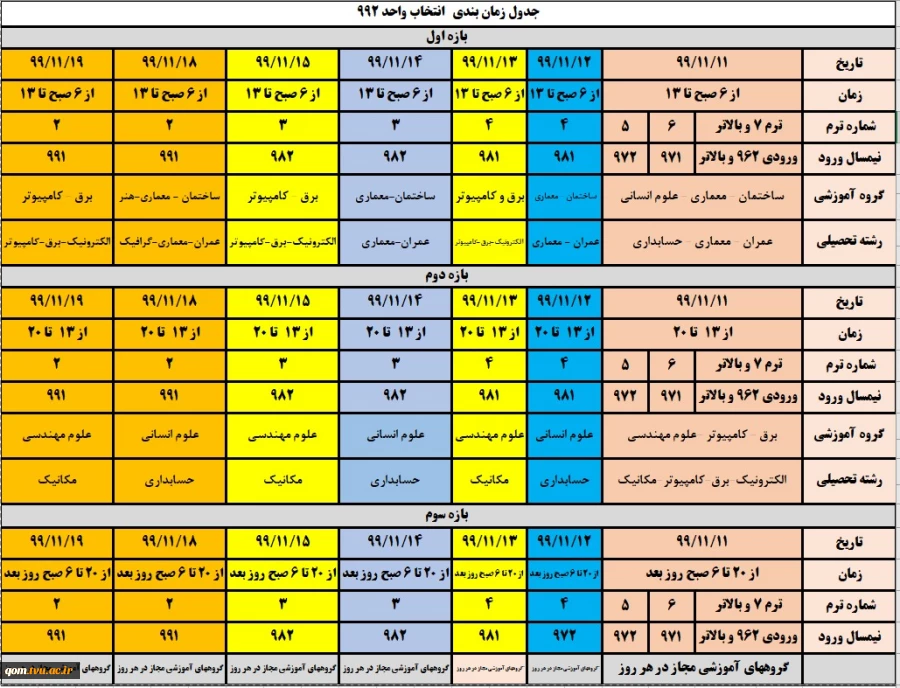 اطلاعیه‌شماره 2 انتخاب‌واحد آموزشکده فنی پسران قم 2