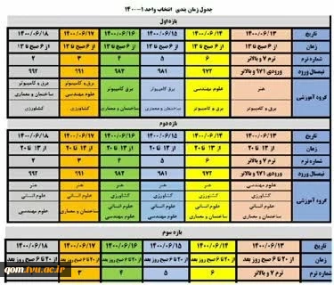 اطلاعیه انتخاب واحد 2