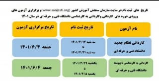 ثبت نام و برگزاری آزمون های ورودی دوره های کاردانی و کاردانی به کارشناسی دانشگاه فنی و حرفه ای در سال ۱۴۰۱